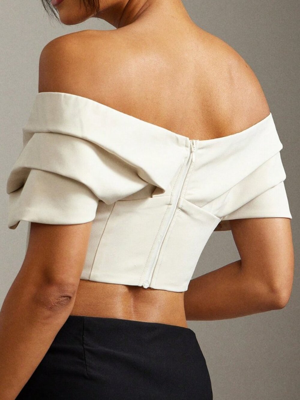 Apricot Sexy Women's Off Shoulder Pleated Bustier Crop Top - Picture 2 of 3